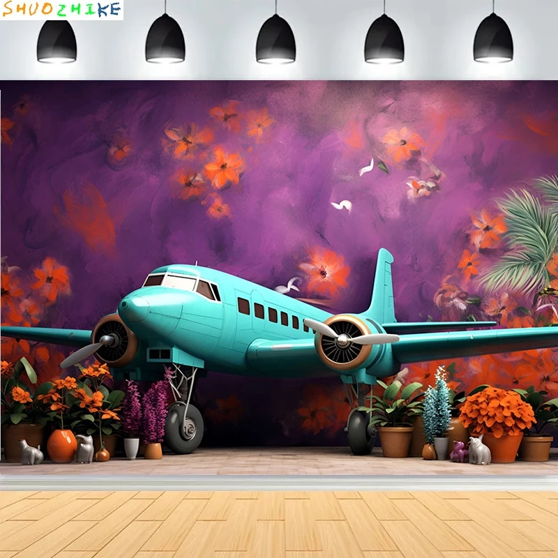 

Baby Shower Happy Birthday Party Photography Backdrops Newborn Kids Air Balloon Princess Tropical Jungle Photo Background BB-22