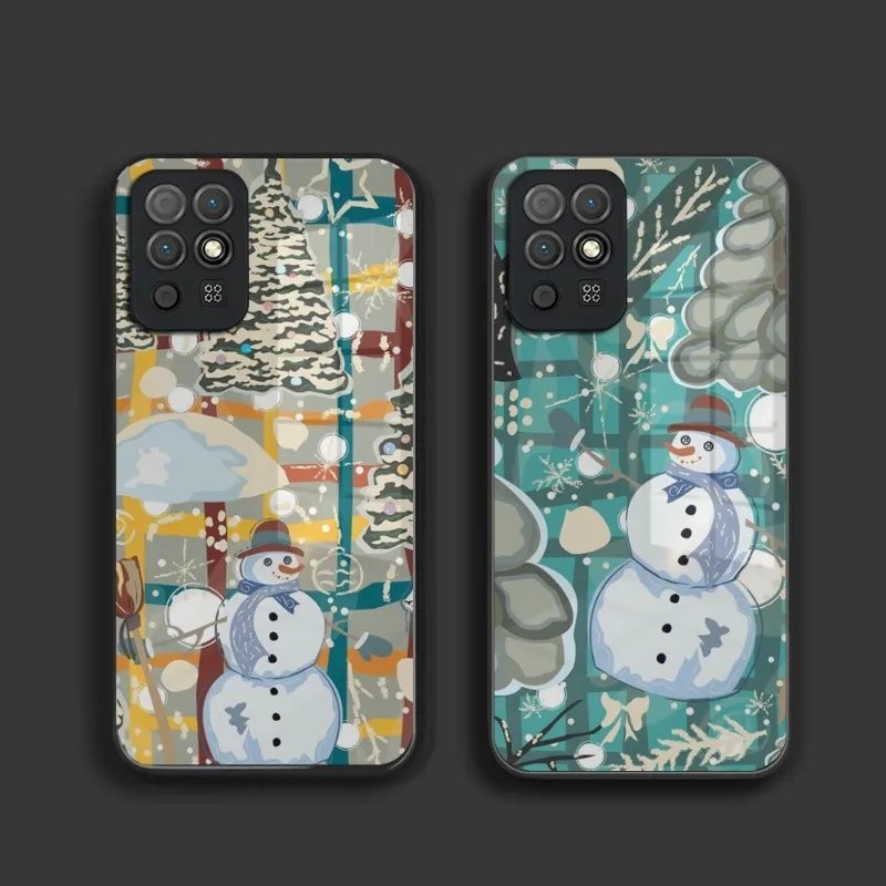 Snowman Phone Case For Huawei P30 P40 P50 P20 P9 Smartp Z Pro Plus 2019 2021 And Tempered Glass Colorful Cover