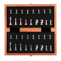 Zinc Alloy Antique Bronze Metal Chess Pieces 29cm/11.42inch High-Quality Solid Wood Foldable Board Game