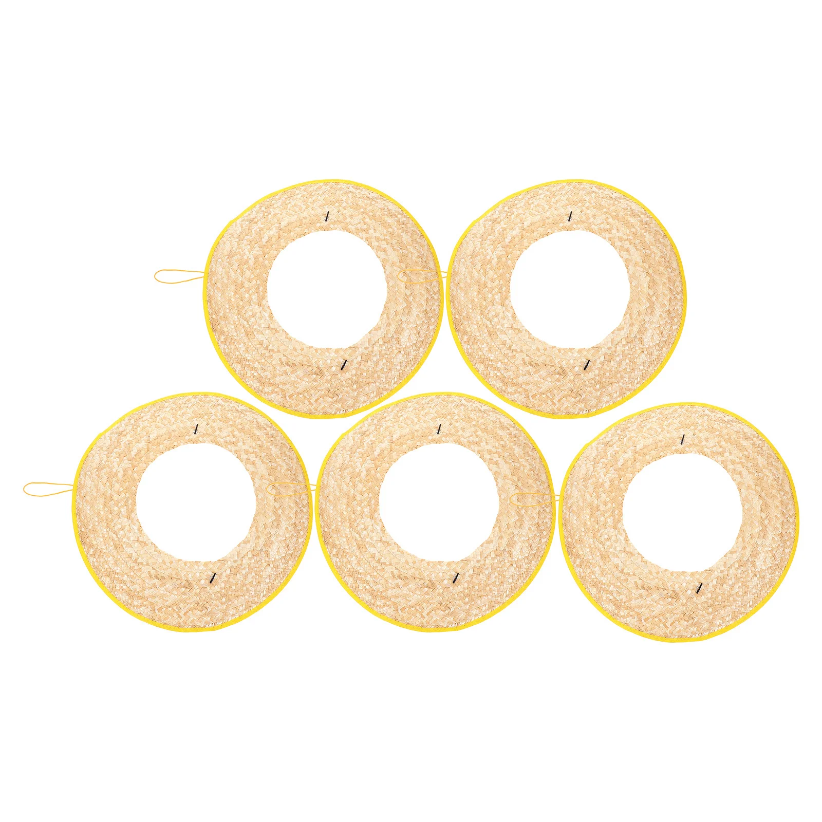 

5pcs Safety Wide Brim Hard Hat Sun Shade Uv Protection Straw Material For Construction Sanitation Outdoor Workers Beige Full