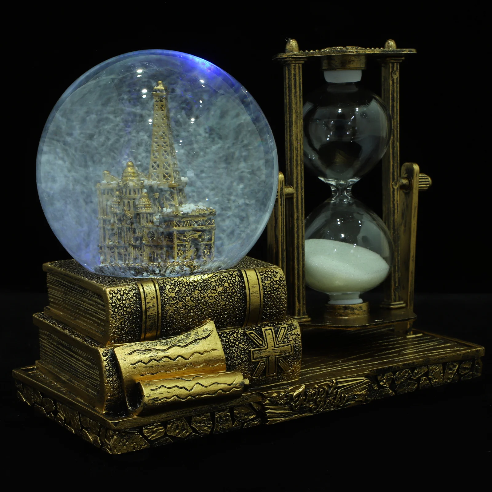 

Retro Sand Clock Resin Craft Ornament Desktop Decor Creative Office Home Decoration Crystal Snow Adornment