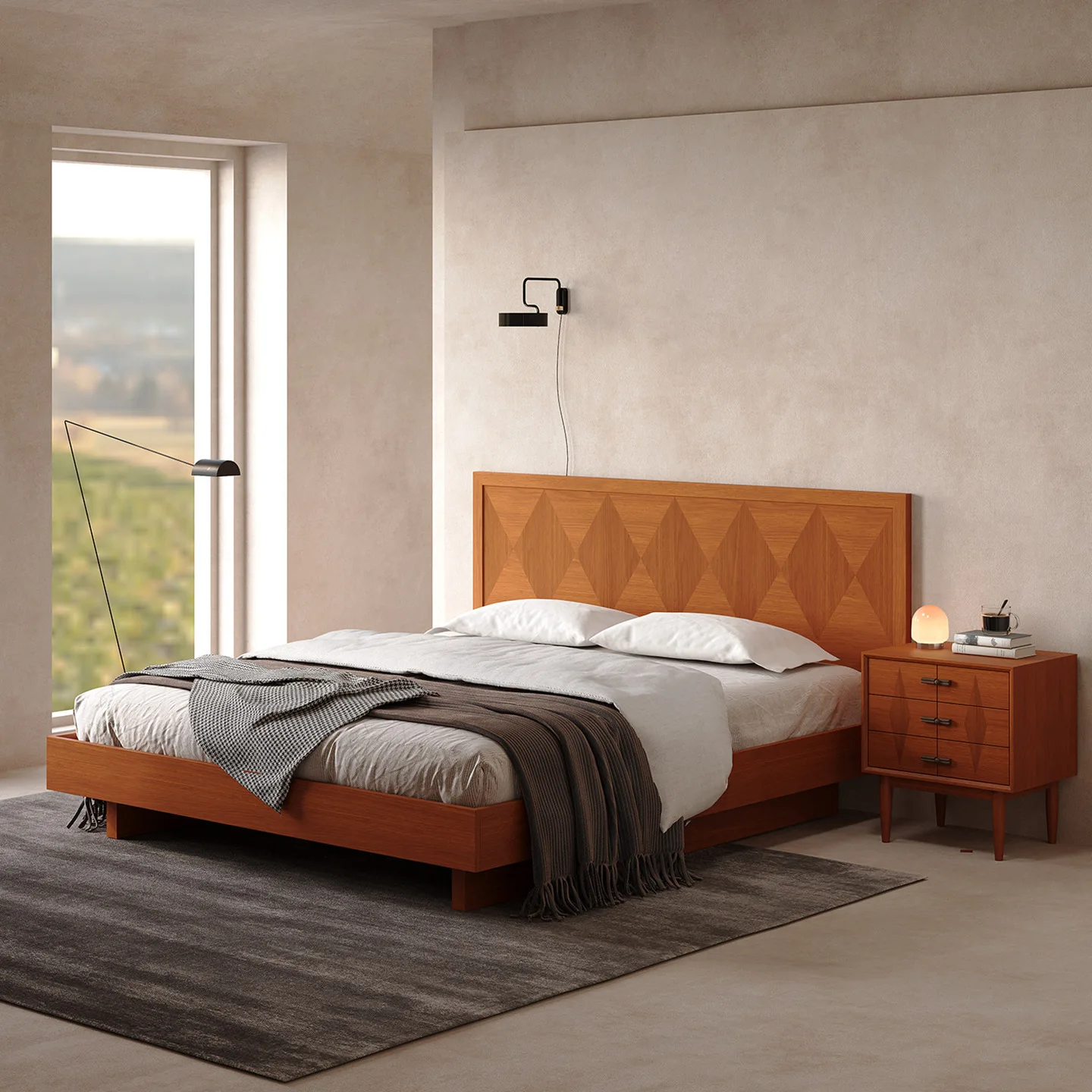 Furniture Full Solid Wood Bed Retro Premium Teak Solid Wood Bedroom Plank Bed Double Bed