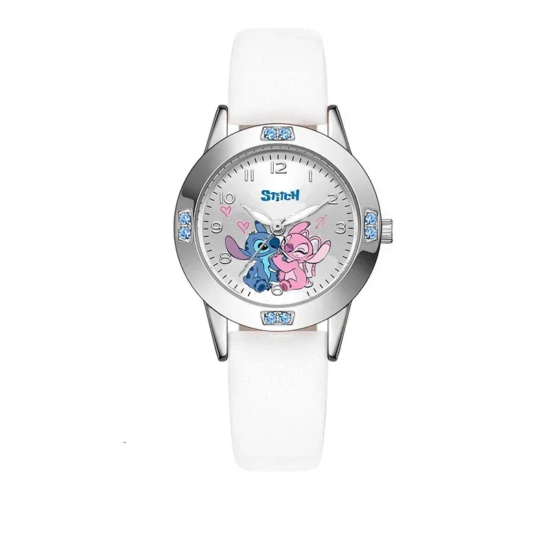 ساعات ديزني ستيتش للأطفال، ساعة كوارتز كرتونية لطيفة مع حزام ألماس مقلد، هدية عيد ميلاد للأطفال للأولاد والبنات