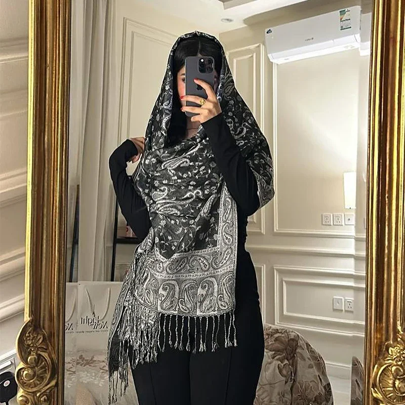 

Autumn Winter Scarf Women Pashmina Shawls Cashmere Blanket Paisley Warm Thick Chunky Stoles Lady Elegant Poncho Outdoor Bufanda
