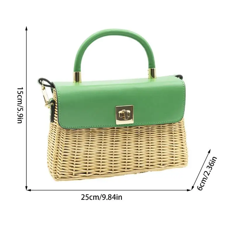 Straw Tote Bag Straw Beach Bag With Zipper Large Capacity Straw Clutch Purse Women Crossbody Bag Summer Beach Shoulder Bags