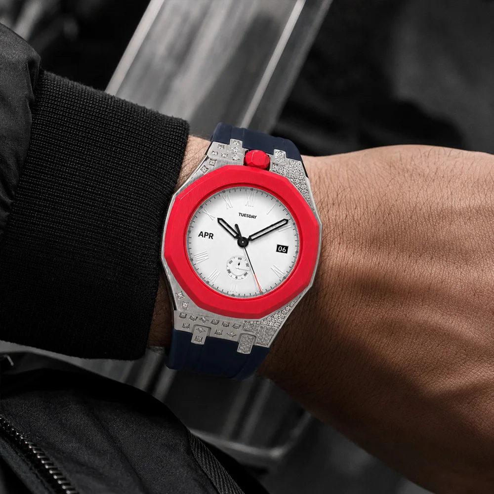 Silicone Strap+Diamond Case For Swatch X AP Royal Pop Pocket Watch Changer to Wristwatch Integrated Modification Accessories