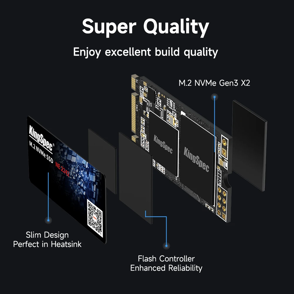 KingSpec M.2 2242 SSD 128GB 256GB 512GB 1TB SSD Hard Drive M2 SSD M.2 NVMe PCIe SSD Internal Hard Disk For Laptop Desktop