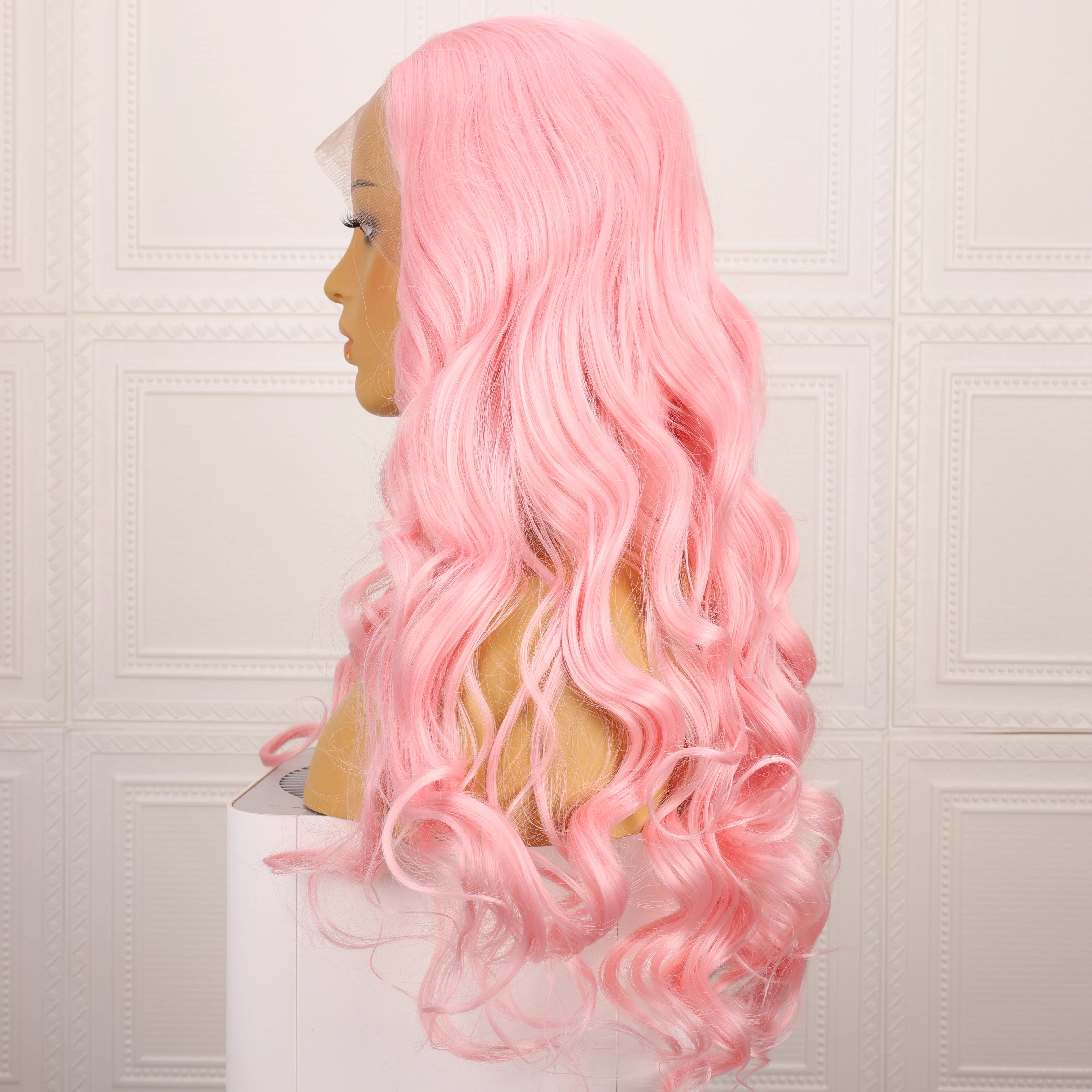 Cwigs-Perruque Synthétique Rose avec Bonnet en Maille pour Femme, Cheveux Naturels, Longue Ondulation, Ligne de Voyage Cosplay, Densité 180