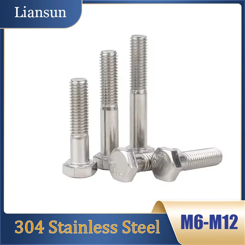 

1-2pcs Half Thread Hexagon Head Bolt External Hex Head Screw M6 M8 M10 M12 304 Stainless Steel Length 30/35/40/45/50-200mm