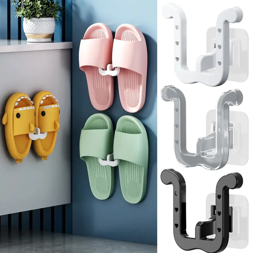 3-teiliges U-förmiges Pantoffelregal, Wand-WC-Slipperregal, Mehrzweck-Schuhaufbewahrungsständer, Sandalenaufhänger, Badezimmerzubehör