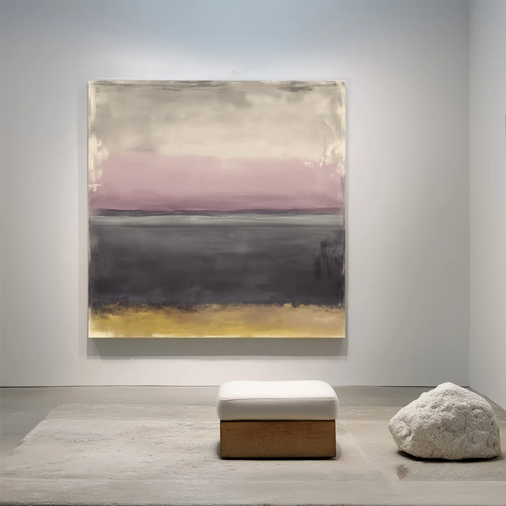 Mhemyo Abstract Hand Painted Oil Painting This Canvas Features a Gradient Sky From Gray-Blue to Pinkish-Purple For Living Decor