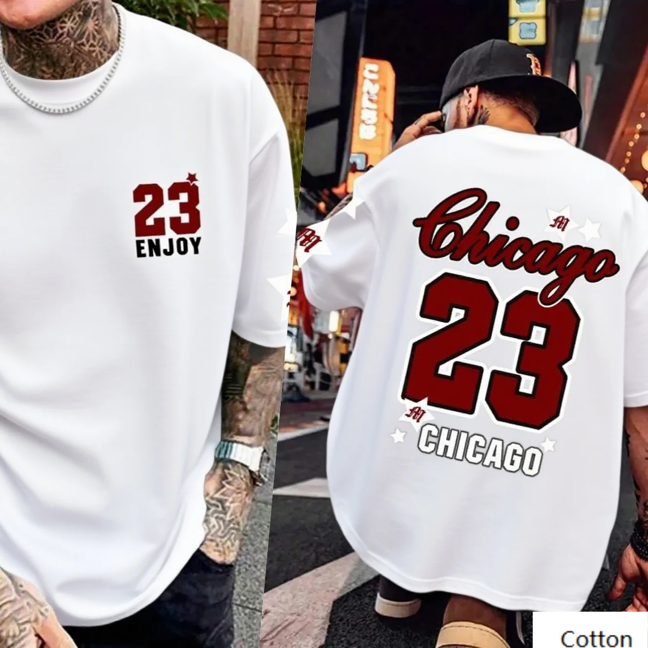 

Men Cotton Printed Jersey with No 23 and Chicago Elements Perfect for Sports Fans Show Your Love for Classic Basketball Moments