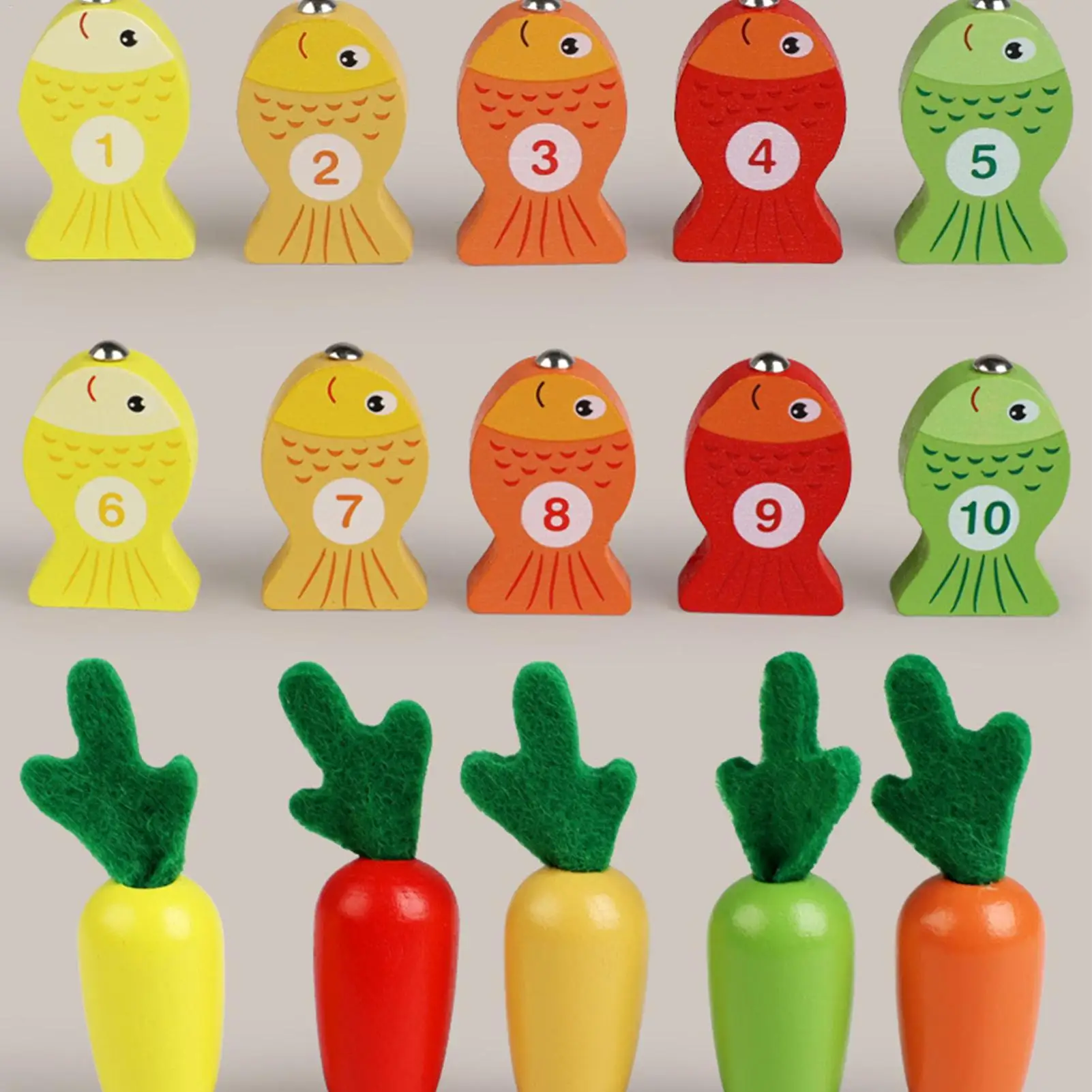 Carrot Harvest Fishing Game Wooden Magnetic Fishing Game Carrot Picking Toy Early Educational Color Sorting Puzzle For Toddler