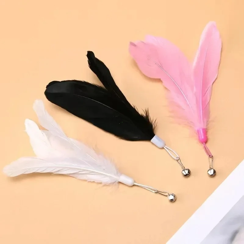 1Pc Cat Teaser Stick Interactive Toy Feather Teaser Stick Wand Pet Feather Refill Replacement Catcher Product For Cat Exercise