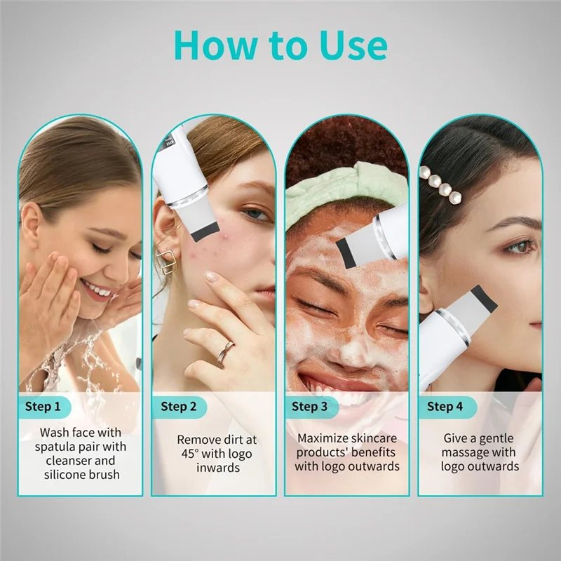 ABGP-épurateur de peau de nettoyage en profondeur spatule pour outil d'extraction de pores, Station de charge rapide d'extraction Functiona d'élimination des points noirs