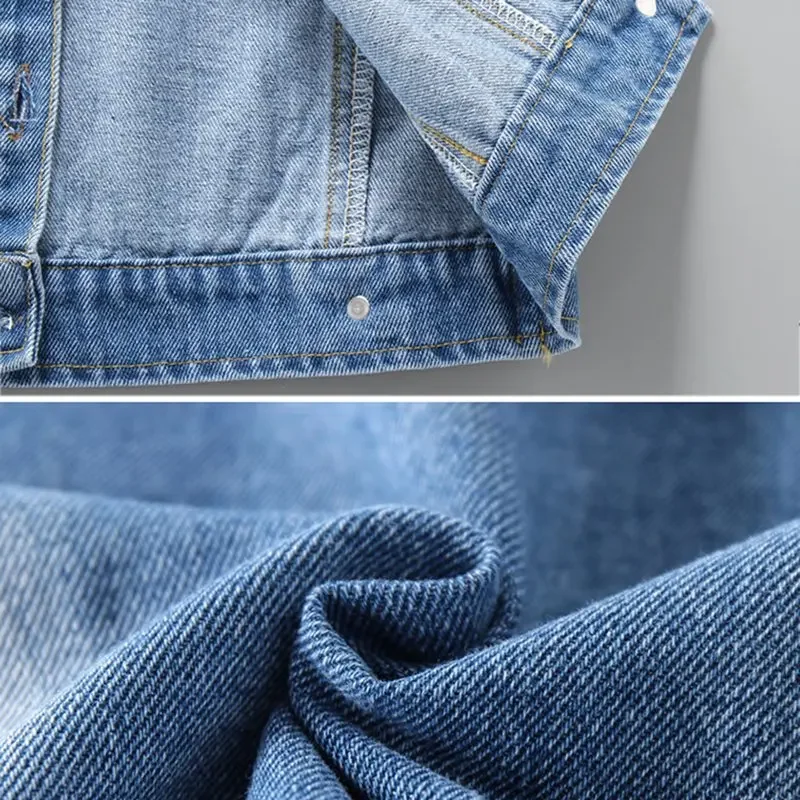 طفل الفتيات الفتيان الدنيم سترة الربيع والخريف الأطفال الصبي جينز غير رسمي ملابس فتاة صغيرة الاطفال الطفل الدنيم معطف #5