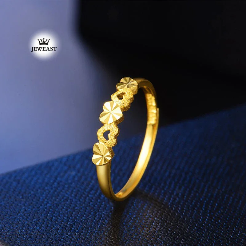 24k Gold Ring Female Heart Simple Exquisite Women Gift Party Trendy Fine Jewelry Wedding Rings Bands 2025 Engagement Classic