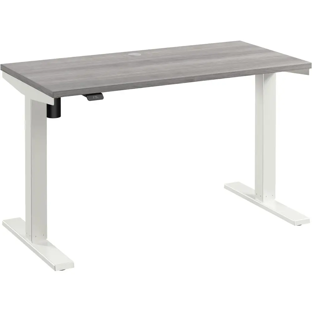 48 مكتب كهربائي قابل للتعديل، محطة عمل مريحة للجلوس، رمادي بلاتيني، قاعدة بيضاء