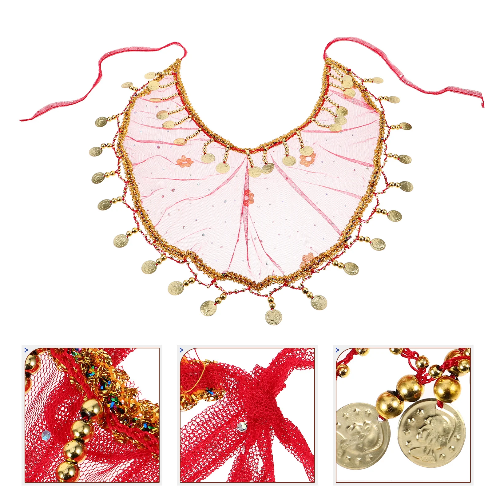 

Women Face Veil Lightweight Polyester Tulle Masquerade Mask Tassel Decor Exotic Dance Costume Accessory Party Carnival