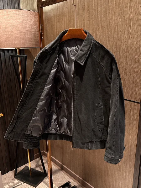 

Мужская зимняя куртка из высококачественного хлопка с откидным воротником, на молнии, для повседневной носки, делового стиля, для джентльменов...