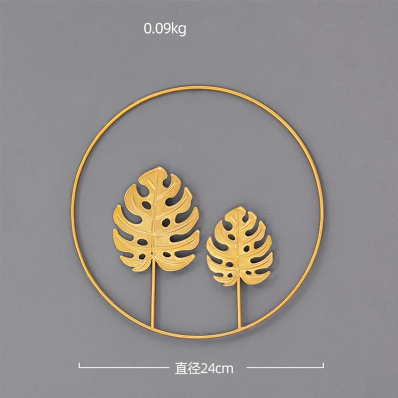 Nordic Ginkgo Leaf Wall Decor Ornament Iron Light Luxury Gold Palm Maple Leaf Wall Hanging Pendant Living Room Home Decoration