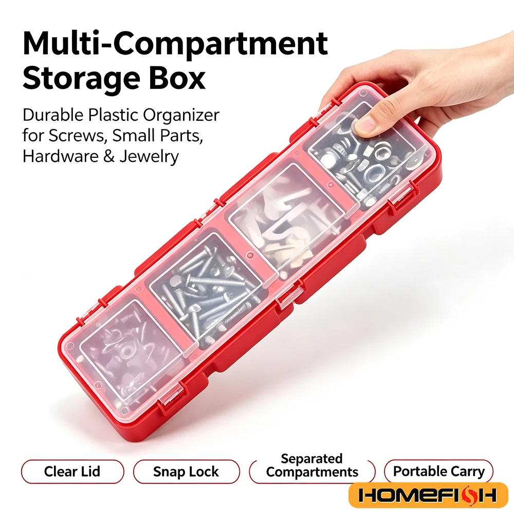 Aufbewahrungsbox mit mehreren Fächern, robuste Kunststoff-Organizerbox für Schrauben, kleine Teile, Werkzeug und Schmuck, 1 Stück. – Detail 4