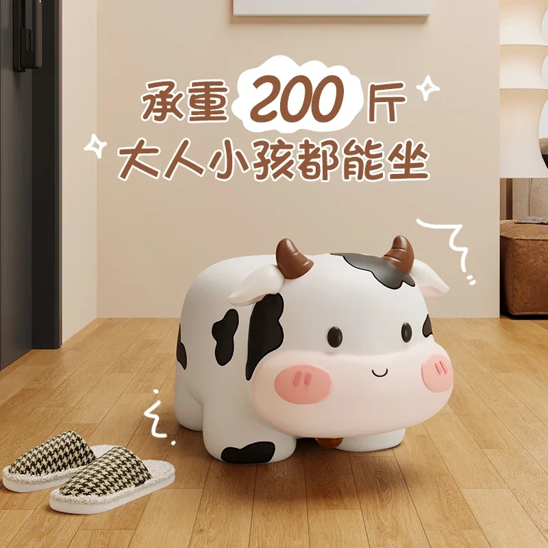 Cute Cow Shoe Change Stool Entrance Living Room Floor Ornament Home Decoration Move New House Housewarming New Home Gift