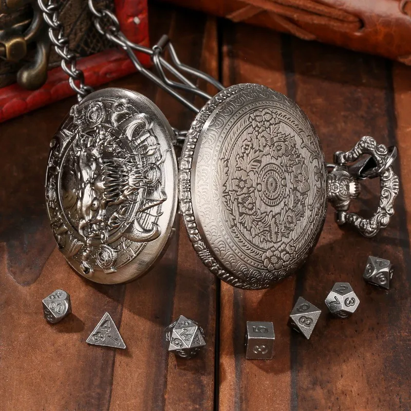 DND Dice Jewelry with Watch Case Retro Skull Eye Magic Watch Case Dice Board Game