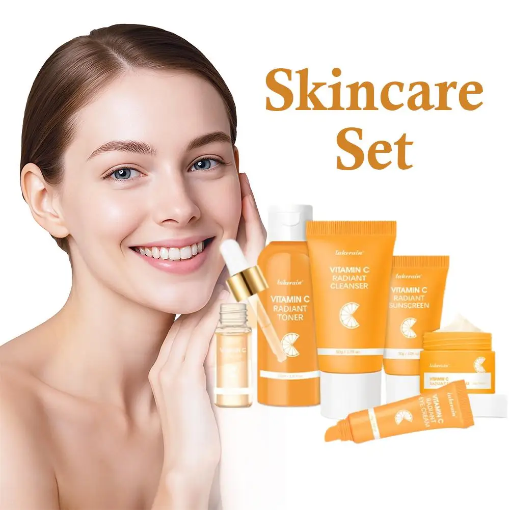 مجموعة العناية بالبشرة فيتامين C لتبييض البقع الداكنة وتصحيح البشرة، مجموعة العناية بالبشرة كريم العين، مجموعة فيتامين C لتخفيف البشرة