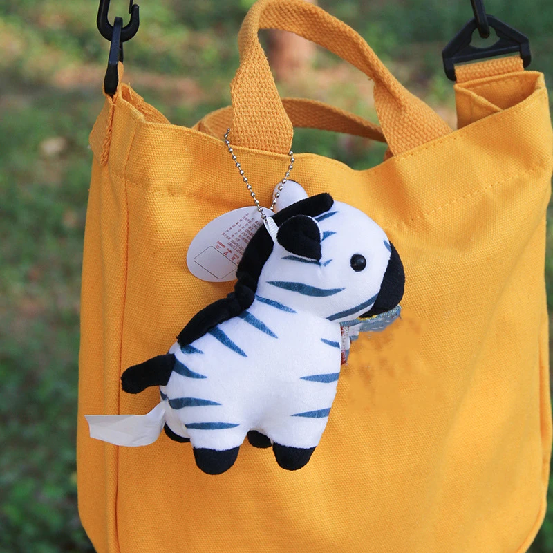 Zebra Stuffed Animal Horse Key Ring Cartoon Animal Hanging Decor Zebra Pendant Horse Plush Cute Pony Donkey Small Doll Kids Gift