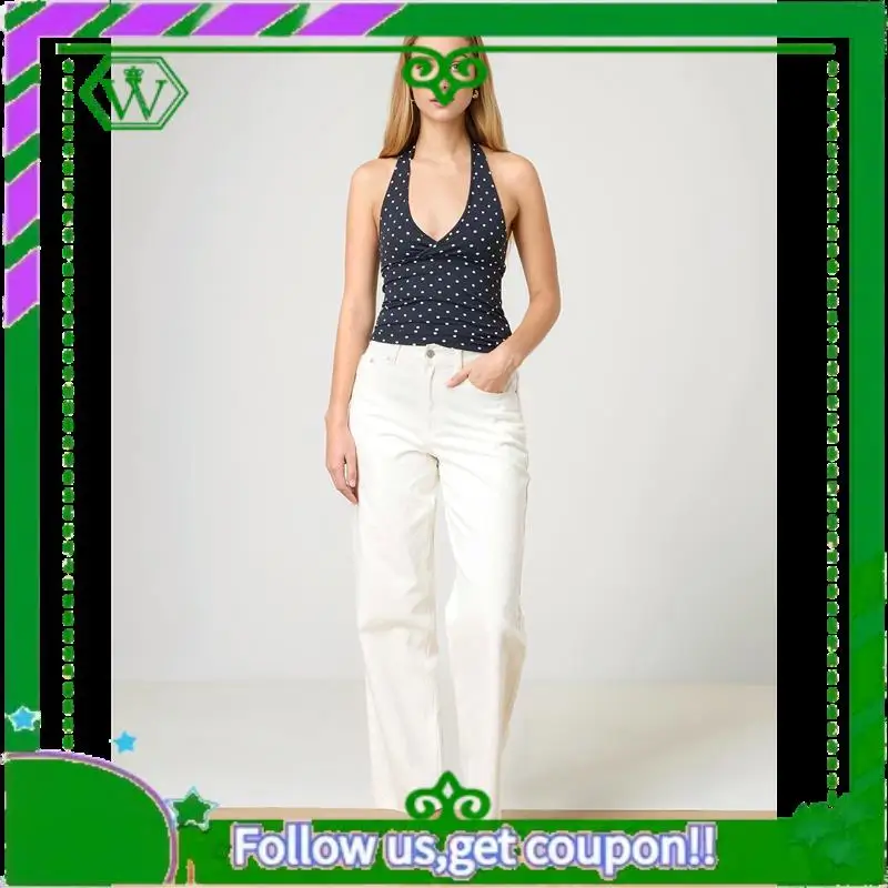 

A18P-Halter топы для женщин, летняя укороченная майка с глубоким v-образным вырезом, черная майка на выход, одежда Y2k