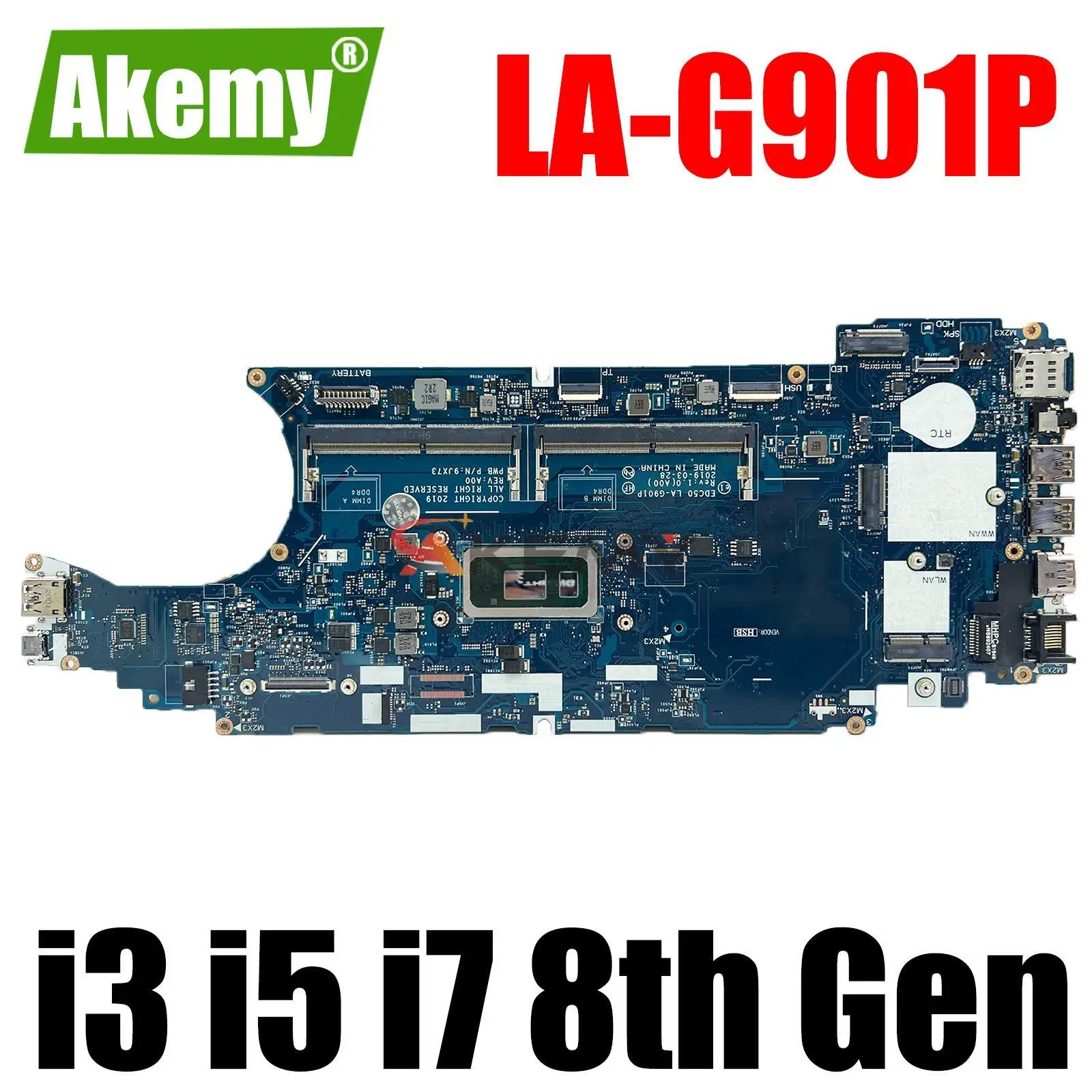 

For Dell Latitude 5500 Laptop Motherboard with i3 i5 i7 8th Gen CPU EDC50 LA-G901P Mainboard CN-0F25W9 0J1D6N 0J16NW