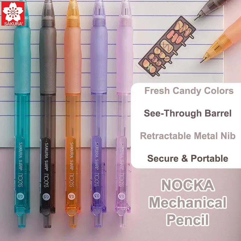 SAKURA Japan NOCKS Mechanical Pencil Candy Color Barrel Ergonomic Triangle Grip Propelling Pencils Refillable Stationery lápices