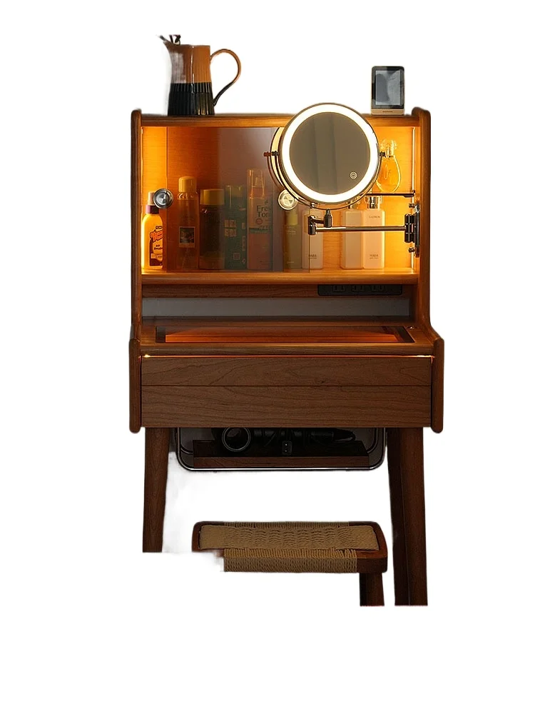 

Nordic retro solid wood dresser mini makeup table narrow medieval small apartment bedroom makeup table small