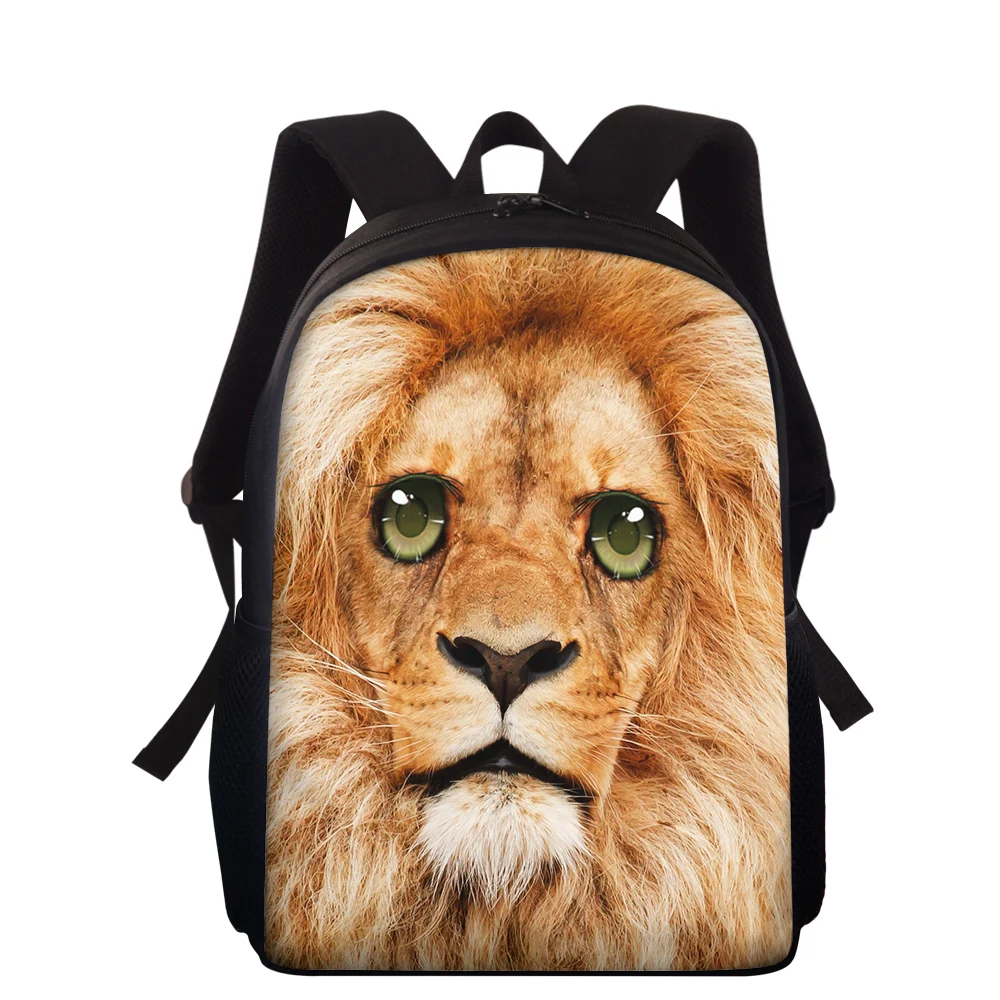 15” School Bags Cute Lion 3D Print Kids Backpack for Boys Girls Back Pack Book Bag Schoolbag Student Bagpack Children Bookbag