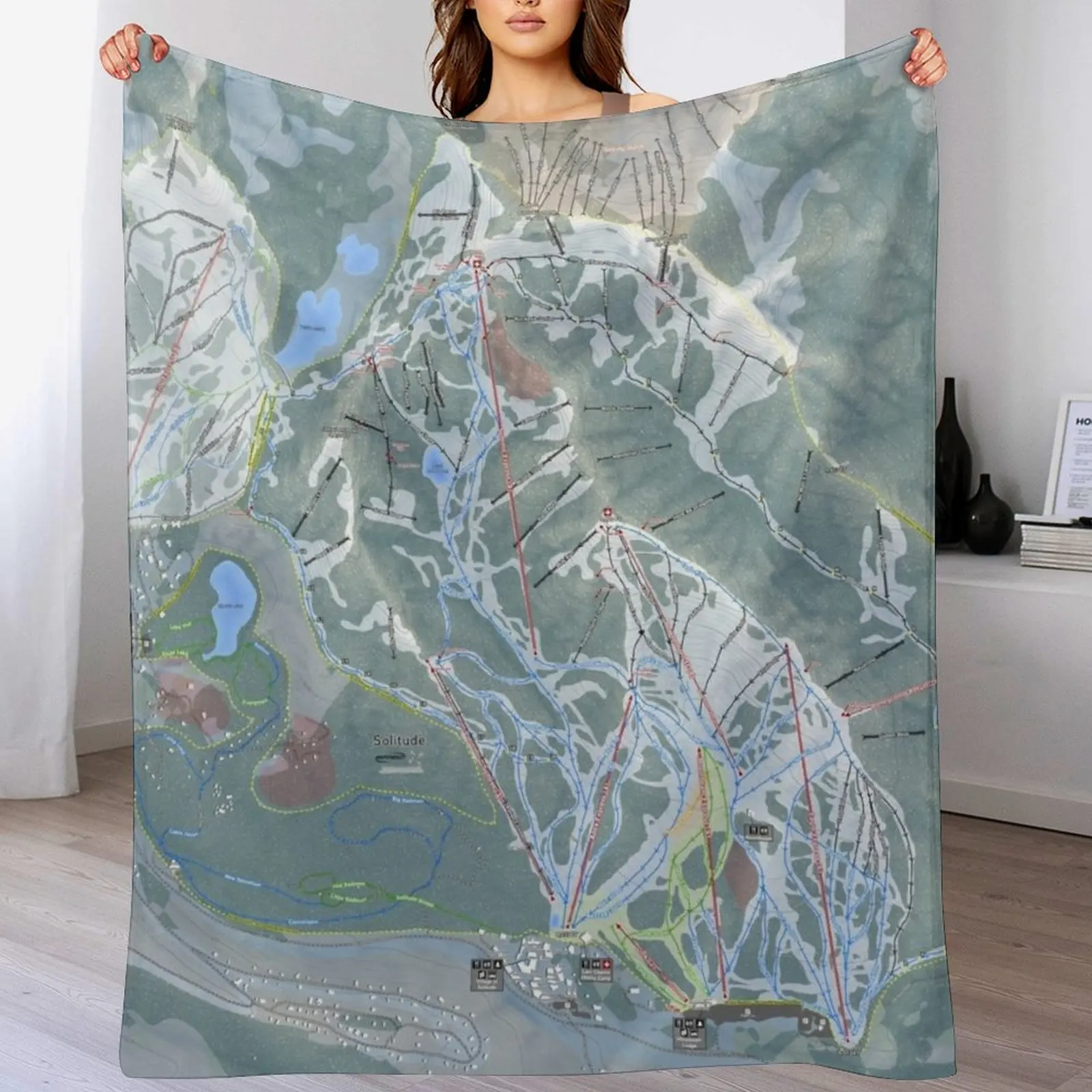

Solitude Resort Trail Map Throw Blanket Furry Flannels Sofa christmas gifts Blankets
