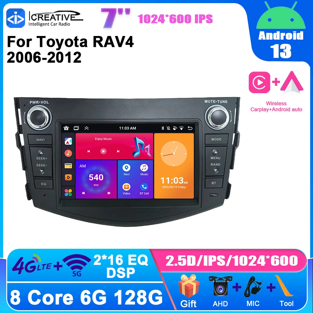 Android 13 Multimedia Player Car Radio For Toyota Rav4 RAV 4 2006 - 2012 Carplay Android Auto Stereo 4G WIFI Navi GPS Head Unit