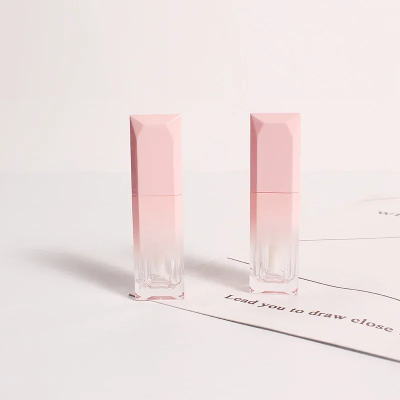 10/30/50pcs Gradient Pink Empty Lip Gloss Tube, Square Lip Gloss Refillable Bottles,Plastic Liquid Lipstick Container