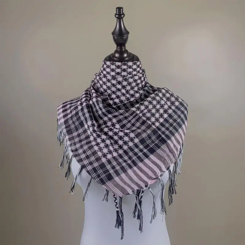 

193E Colorblock Houndstooth Shemagh Schemagh Scarf Scarf Sarffe Shal Head Ware для кемпинга