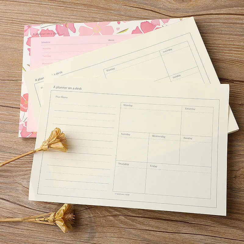 Durable Creative Fresh Portable Daily Schedule Planner Blank Tear-off Weekly Planner Memo Notepad That Helps You Track Daily Act