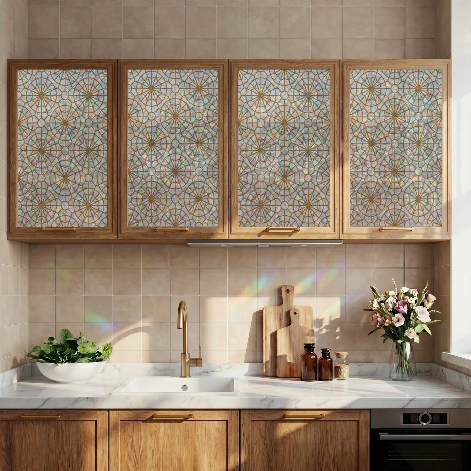Static Cling Privacy Window Film, Colorful Insulated UV Resistant Window Sticker,  for Bathroom Balcony Glass Decorative Decals