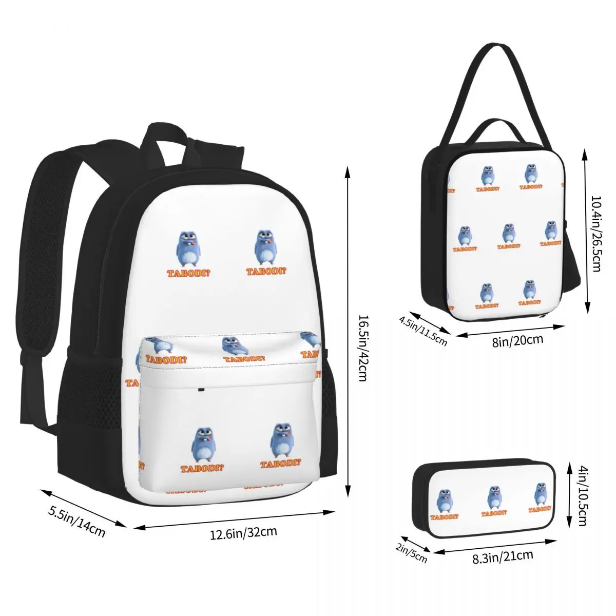 Happy Solo Alone Hungry Delicious Cartoon Backpacks Students School Bags Kids Rucksack Lunch Bag Pen Bag Three-Piece Set