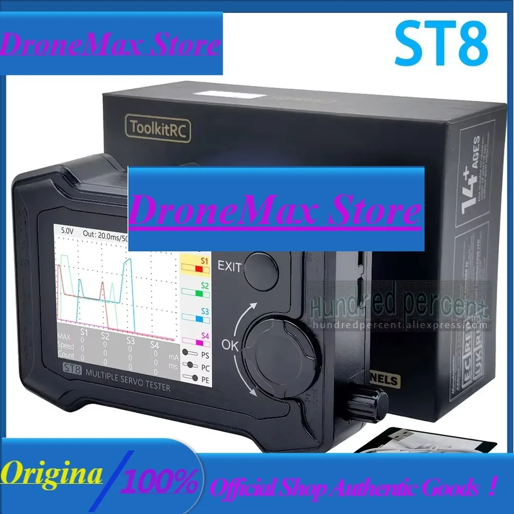 DroMain Stock ToolkitRC ST8 2.4 TFT 7-28V 8-Channel Servo Integrated Tester 4 Independent Interface Signal Test