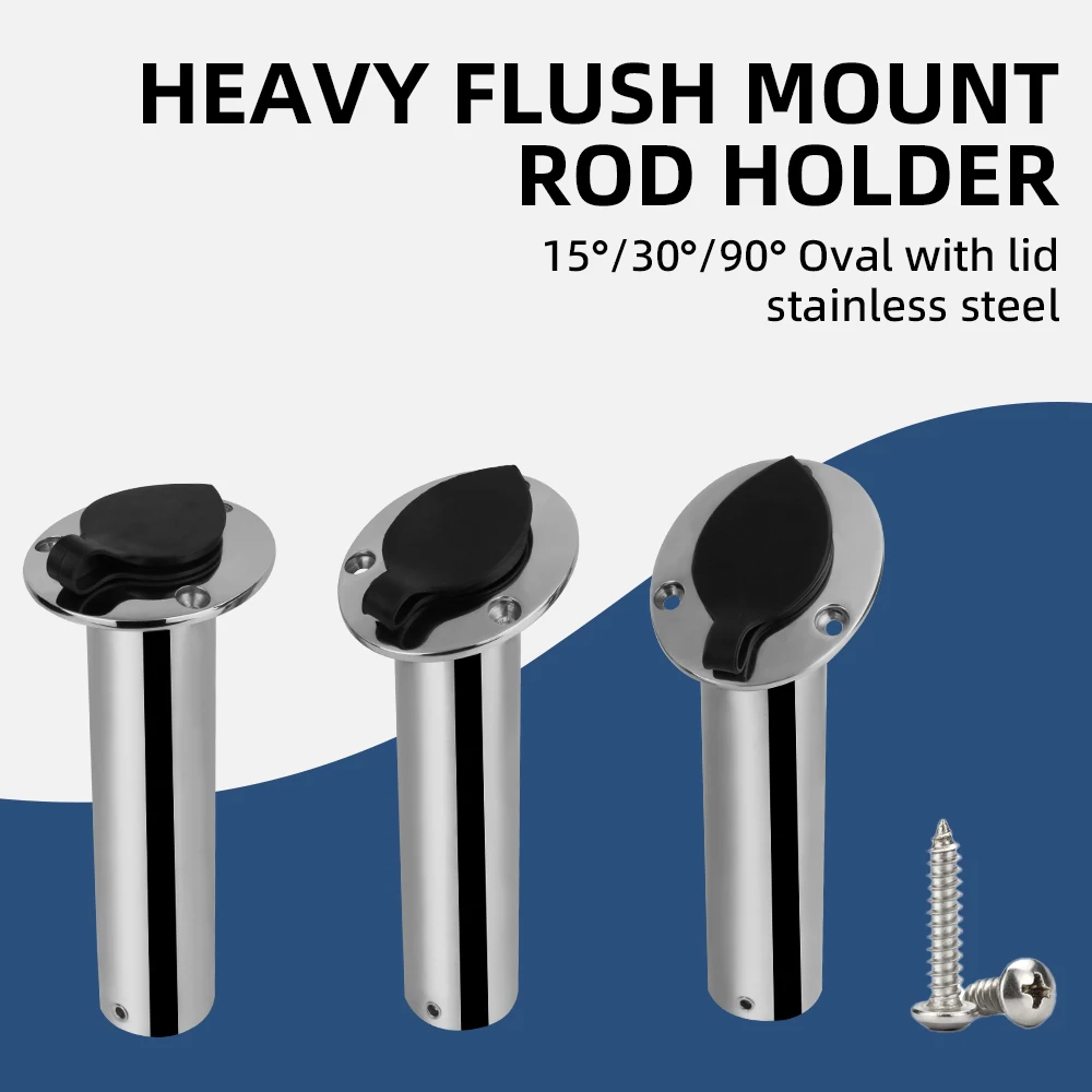 

Marine Stainless Steel Boat Fishing Rod Holder Oval with PVC cover Heavy Duty Flush Mount Rod Holder 15/30/90 Degree