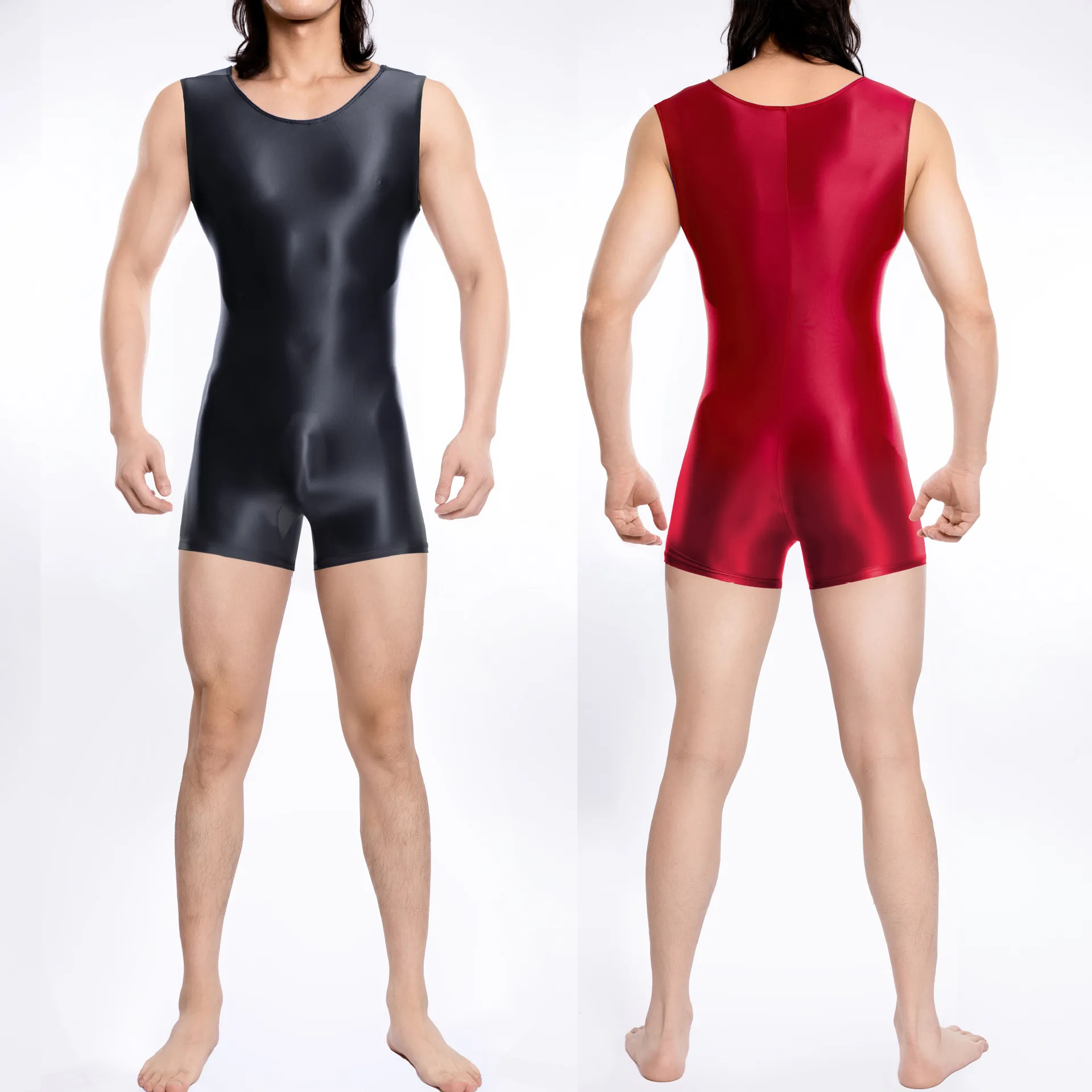 High Elastic Shiny Slippery Bodysuit for Plus Size Women for Style Tight Open-Crotch Seamless Bodysuit for Adult Costume