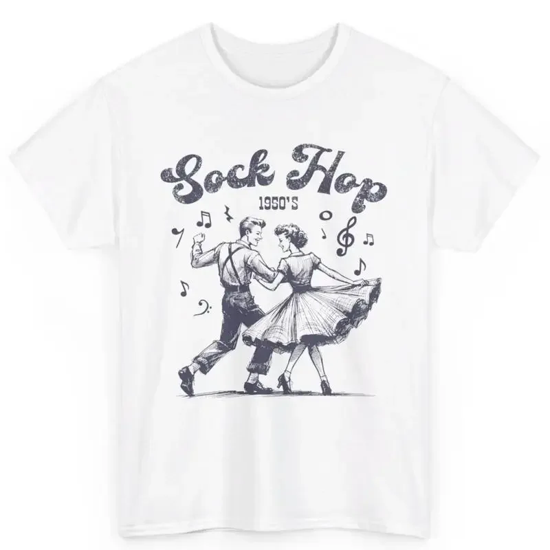 Retro Sock Hop 1950S Dancing Couple Nostalgic Cotton T Shirt