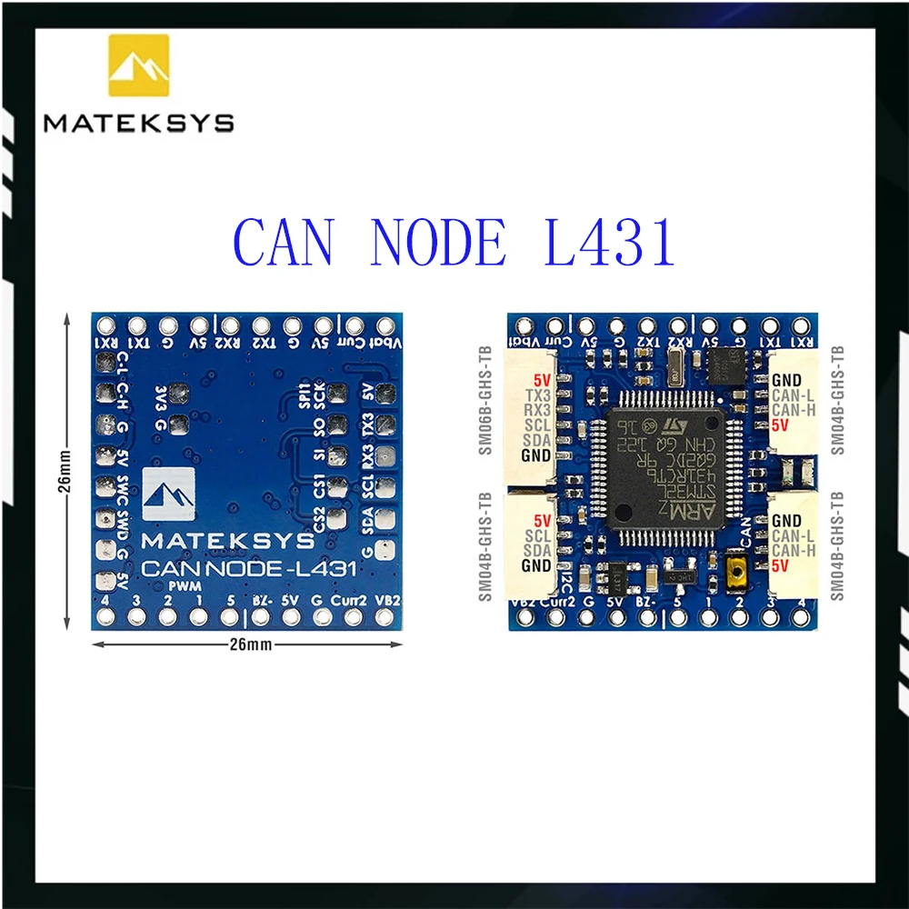 MATEK CAN-L431 AP_Periph CAN Node DroneCAN L431 26X26mm for ArduPilot GNSS Compass Barometer Airspeed Sensor