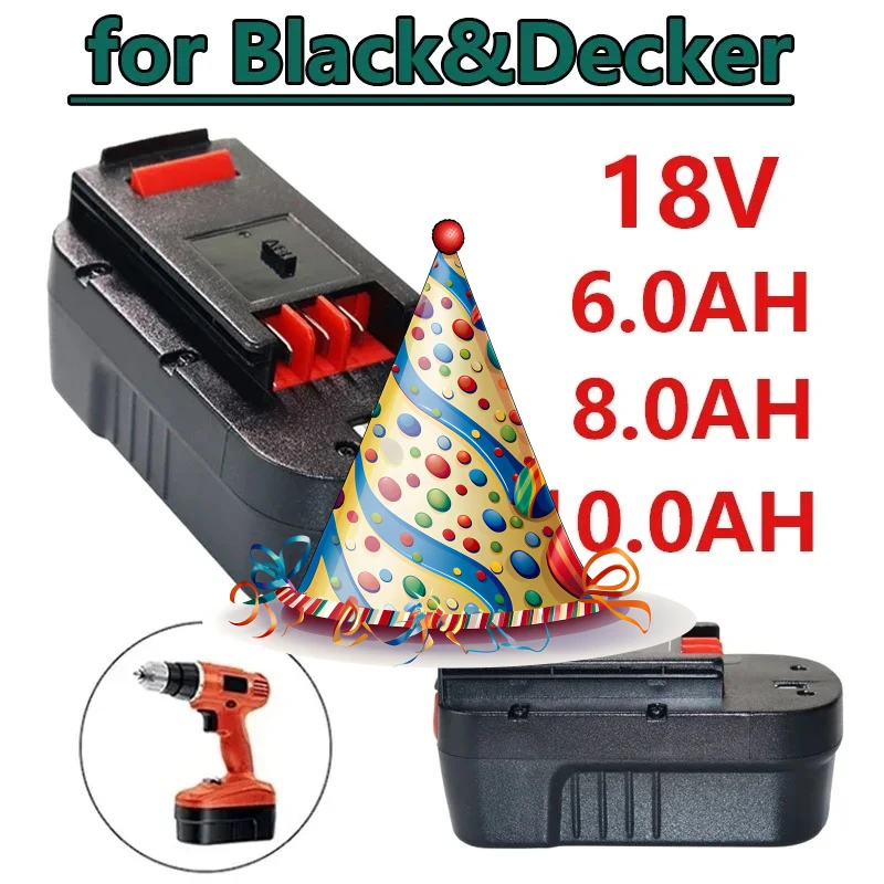Аккумулятор для электроинструмента 18В 6.0 8.0 10.0Ач для Black&Decker A18 A1718 A18NH HPB18 HPB18-OPE FS1800CS FS1800D FS1800D-2 FS1800ID