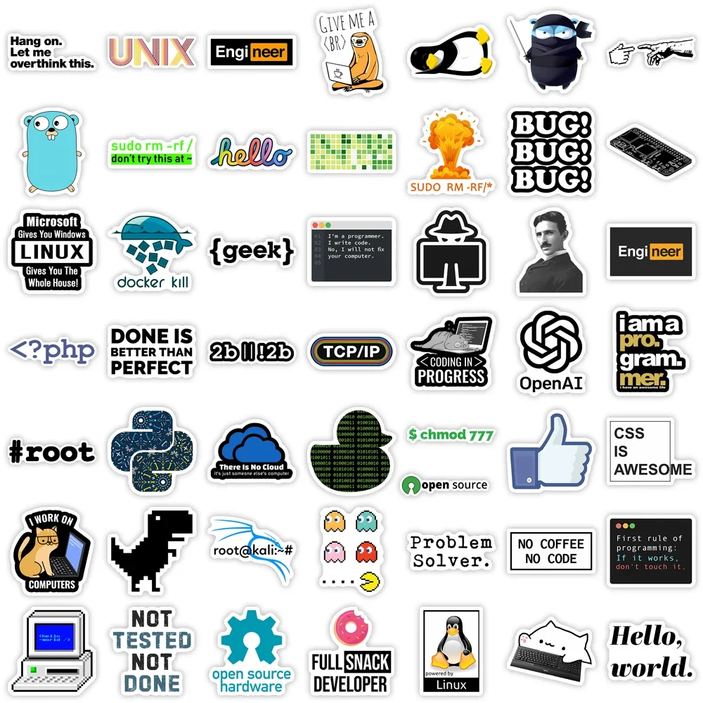 Developers Programming Languages Stickers Logo Github Go Python Linux DIY Toy Gift Decorative Decal for Phone Laptop Waterproof