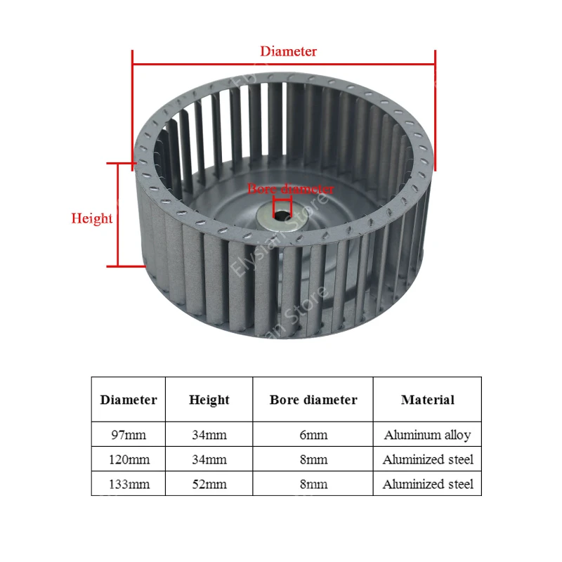 impeller Centrifugal Vane Motor Blades Fan Impeller shaft aluminum blower fan small blade wheel Multivane